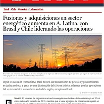 Fusiones y adquisiciones en sector energtico aumenta en A. Latina, con Brasil y Chile liderando las operaciones